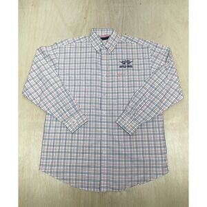 Wrangler  Mens Pink Plaid Button Up Long Sleeve Shirt - Size large Casino Embroi